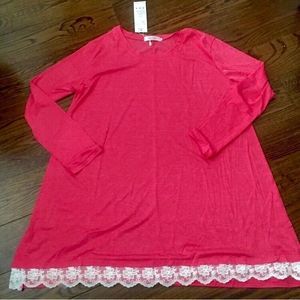 Hot Pink Lace Hem Tunic XXL 2XL